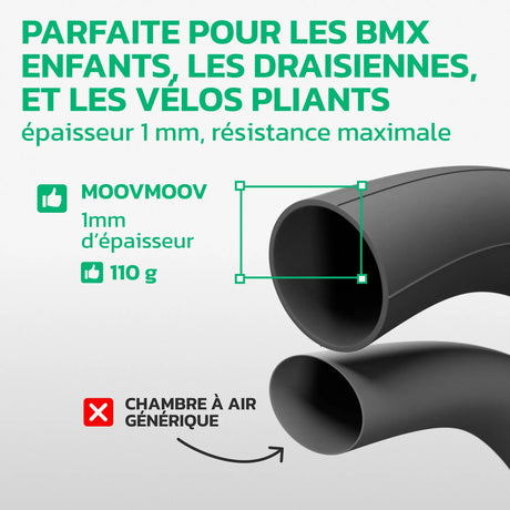 Chambre à air 14 pouces en caoutchouc butyle renforcé MoovMoov