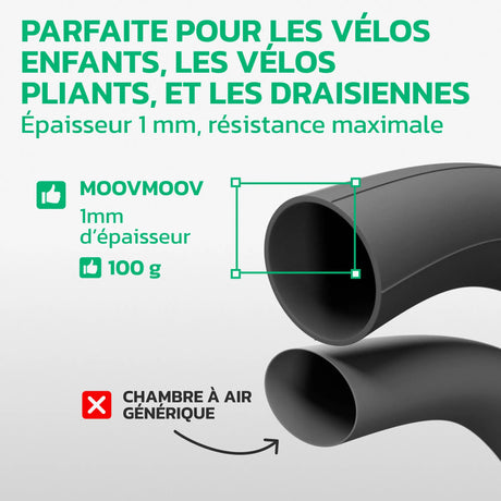 Chambre à air 16 pouces en caoutchouc butyle renforcé MoovMoov