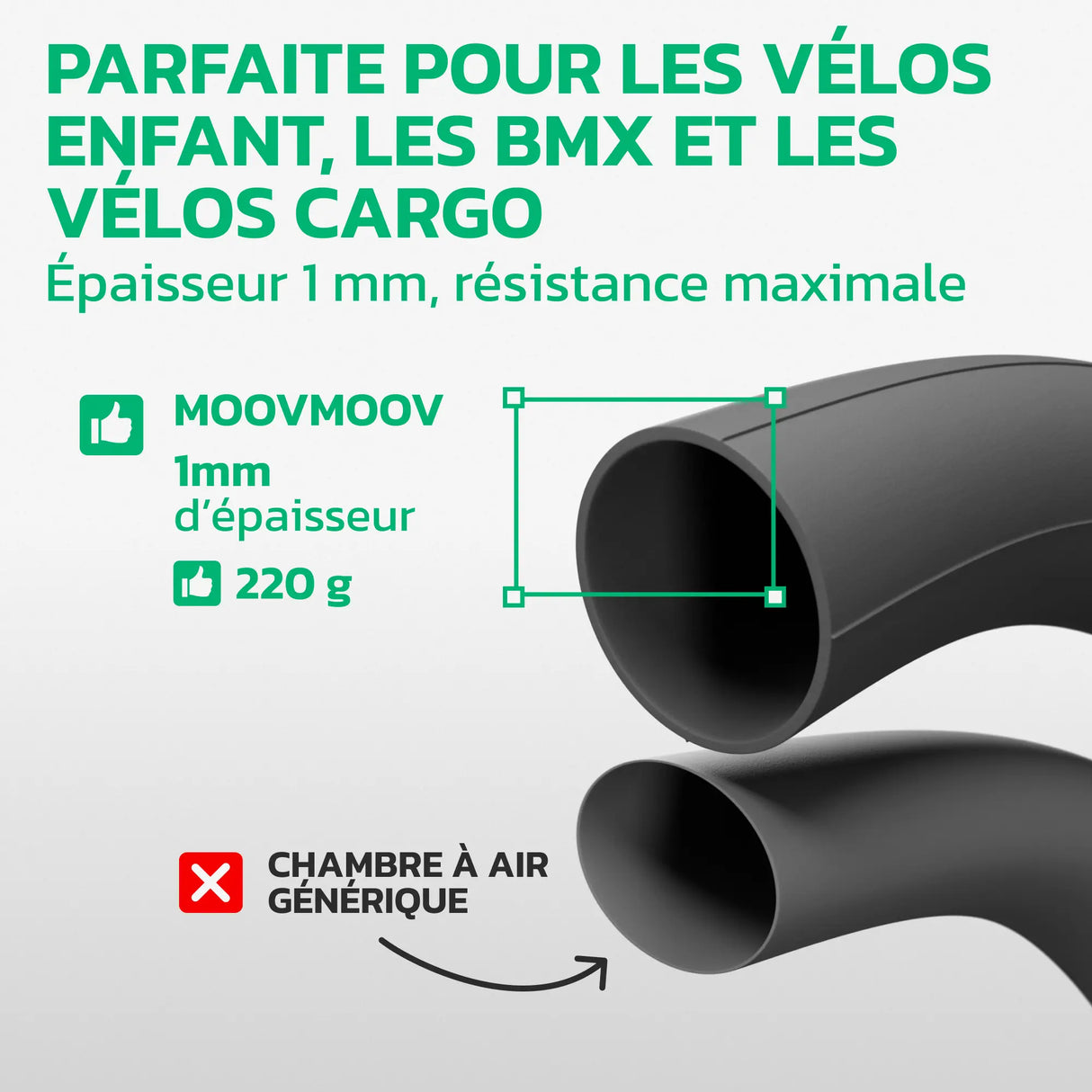 Chambre à air 24 pouces en caoutchouc butyle renforcé MoovMoov