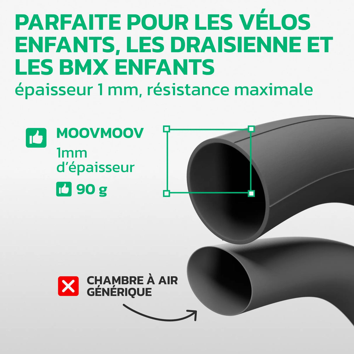 Chambre à air 12,5 pouces en caoutchouc renforcé MoovMoov