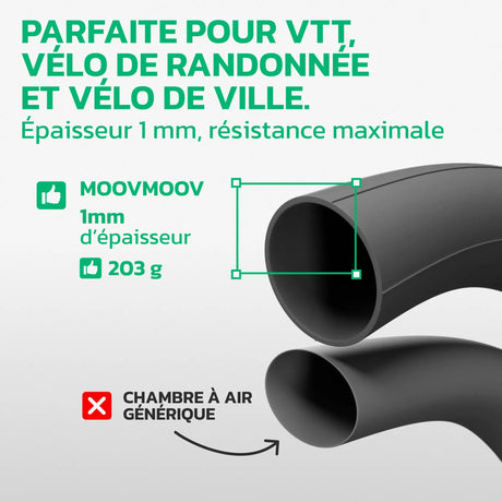 Chambre à air 26 pouces en caoutchouc butyle renforcé MoovMoov