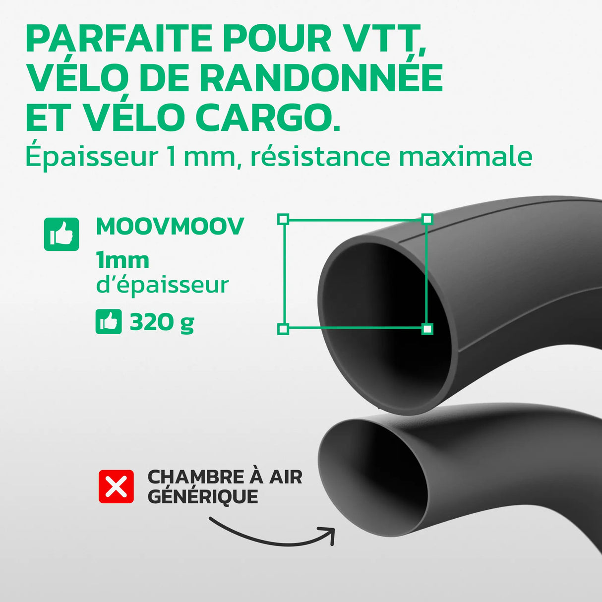 Chambre à air 26 pouces en caoutchouc butyle renforcé MoovMoov
