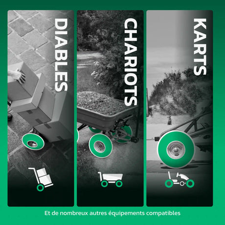 Roues 4.10/3.50-4 jante acier compatibles diables, chariots et karts MoovMoov