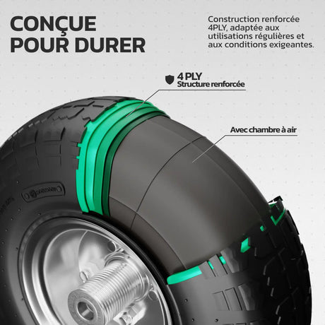 Roues 4.10/3.50-4 jante acier à structure renforcée 4 plis MoovMoov