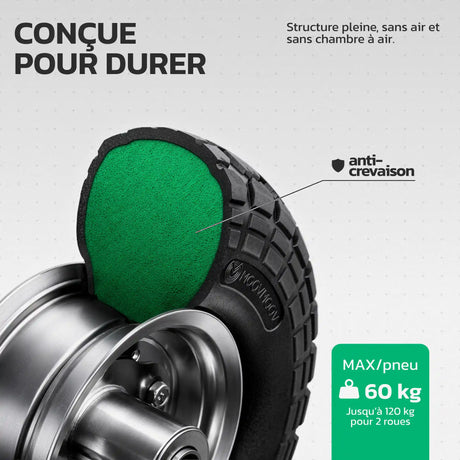 Roues increvables 4.10/3.50-4 jante acier à structure anti-crevaison MoovMoov