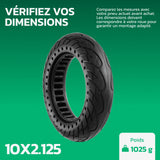 Pneu plein 10 x 2.125 pour trottinette – dimensions et poids MoovMoov