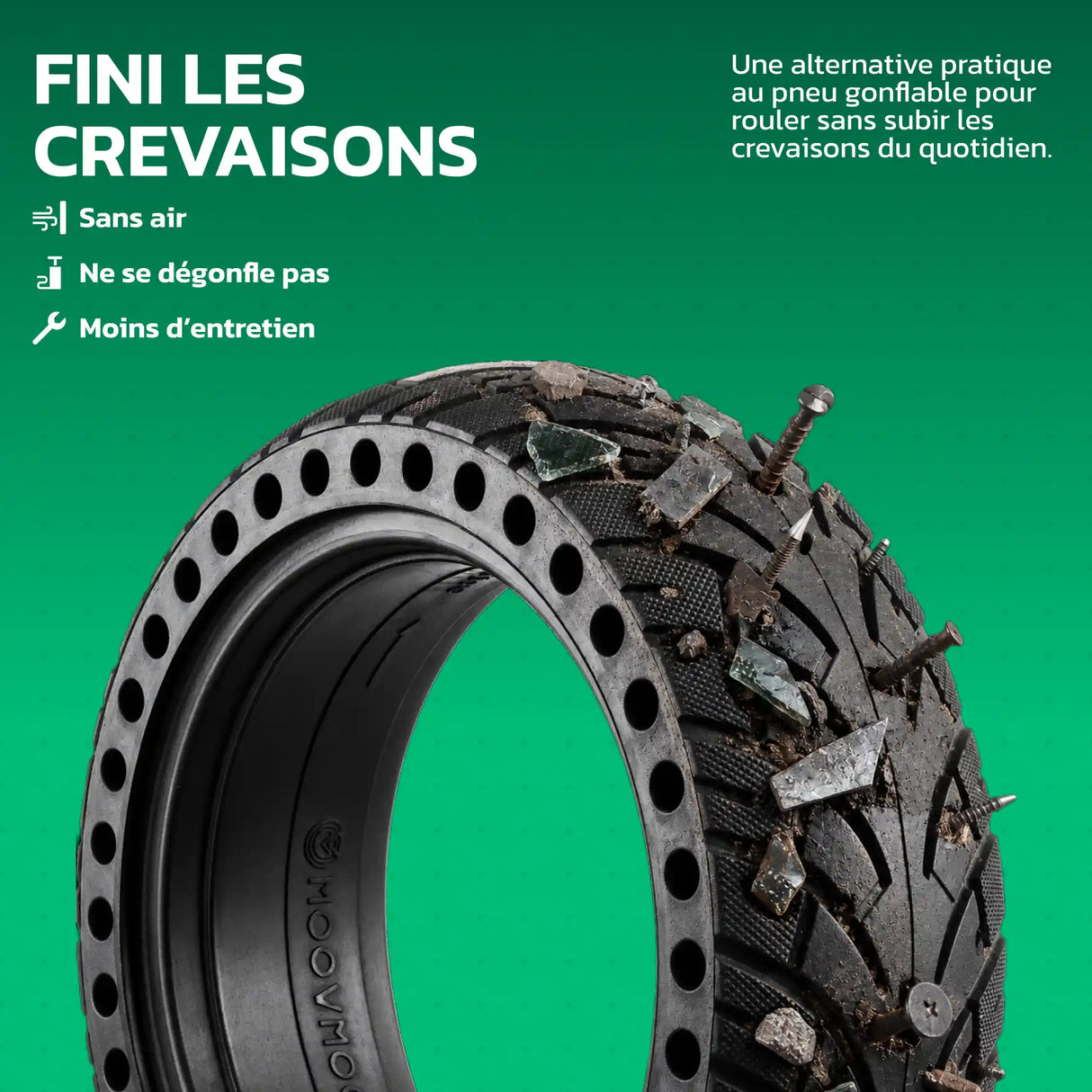 Pneu plein 8 1/2x2.5 anti-crevaison pour trottinette MoovMoov