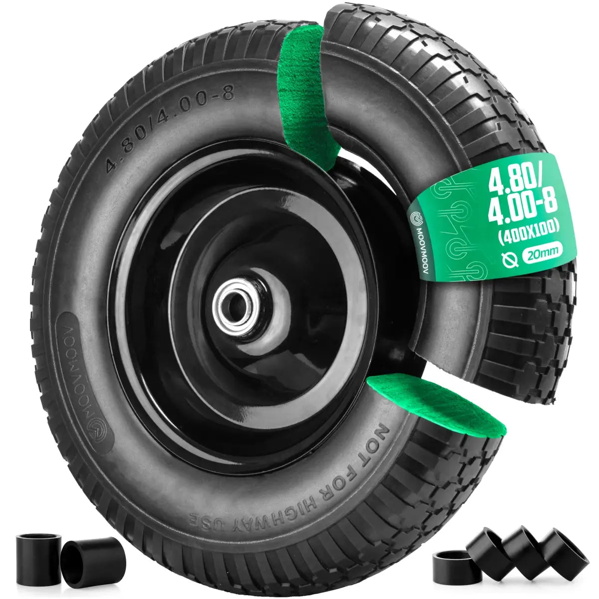 4.80/4.00-8 Flat-Free Tire and Wheel with steel Rim and 3/4" Axle bore