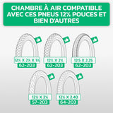 Tableau de compatibilité des tailles – Chambre à air 12,5 pouces MoovMoov