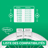 Tableau de compatibilité ETRTO / pouces – chambre à air 29 pouces MoovMoov