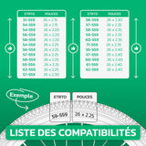 Tableau de compatibilité des tailles de pneus et ETRTO – chambre à air 26 pouces MoovMoov