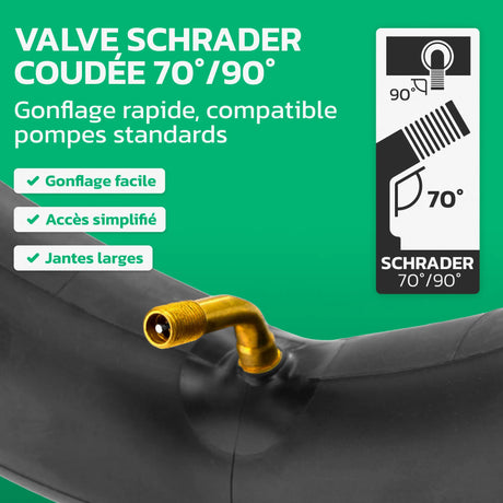 Valve Schrader coudée de Chambre à air 12 pouces MoovMoov
