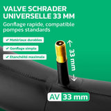 Valve Schrader 33 mm de la chambre à air 24x4.0 Fatbike MoovMoov