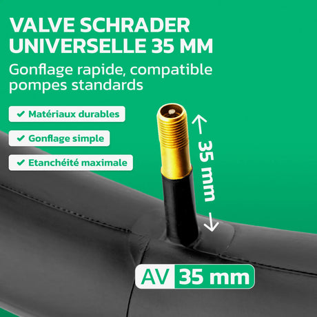 Valve Schrader 35 mm de la chambre à air 18 pouces MoovMoov