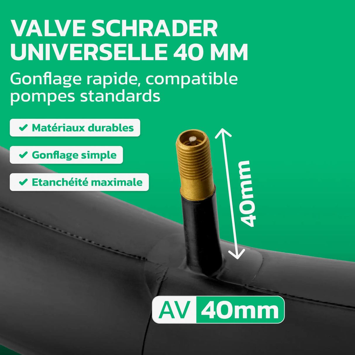 Valve Schrader 40 mm de la chambre à air 20 pouces MoovMoov